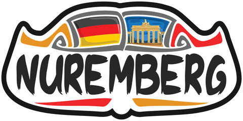 Nuremberg Germany Flag Travel Souvenir Sticker Skyline Landmark Logo Badge Stamp Seal Emblem SVG EPS