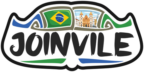 Joinvile Brazil Flag Travel Souvenir Sticker Skyline Landmark Logo Badge Stamp Seal Emblem SVG EPS