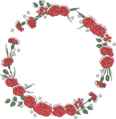 母の日の赤いカーネーションのフレーム背景7｜円