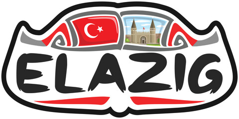 Elazig Turkey Flag Travel Souvenir Sticker Skyline Landmark Logo Badge Stamp Seal Emblem SVG EPS