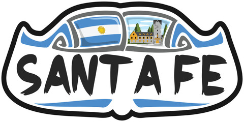 Naklejka premium Santa Fe Argentina Flag Travel Souvenir Sticker Skyline Landmark Logo Badge Stamp Seal Emblem EPS