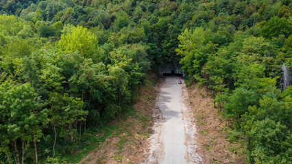 entrance to the underground abandoned air base in željava, croatia