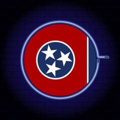 Neon flag of the state of Tennessee. Vector illustration.