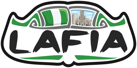 Lafia Nigeria Flag Travel Souvenir Sticker Skyline Landmark Logo Badge Stamp Seal Emblem EPS