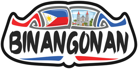 Binangonan Philippines Flag Travel Souvenir Sticker Skyline Landmark Logo Badge Stamp Seal Emblem