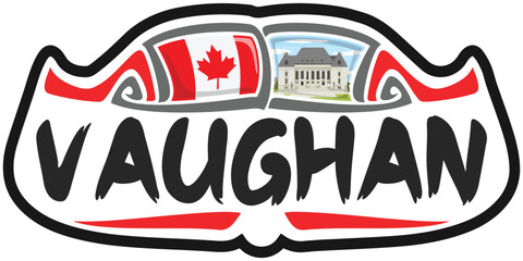 Vaughan Canada Flag Travel Souvenir Sticker Skyline Landmark Logo Badge Stamp Seal Emblem EPS