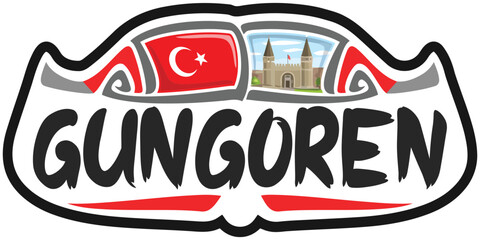 Gungoren Turkey Flag Travel Souvenir Sticker Skyline Landmark Logo Badge Stamp Seal Emblem EPS