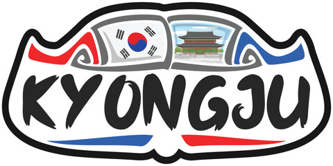 Kyongju South Korea Flag Travel Souvenir Sticker Skyline Landmark Logo Badge Stamp Seal Emblem EPS