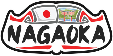 Nagaoka Japan Flag Travel Souvenir Sticker Skyline Landmark Logo Badge Stamp Seal Emblem EPS