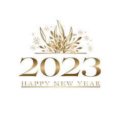 Happy New Year flower gold, 2023