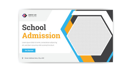 School admission YouTube thumbnail template design 
