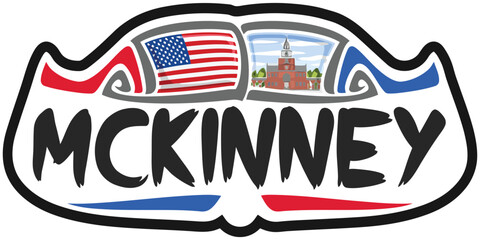 McKinney USA United States Flag Travel Souvenir Skyline Landmark Logo Badge Stamp Seal Emblem