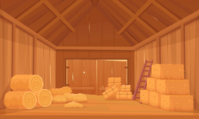 barn with hay. rural indoor background with haystack collection. Farm agricultural background © alex_cardo