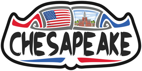 Chesapeake USA United States Flag Travel Souvenir Sticker Skyline Landmark Logo Badge Stamp Seal Emblem Coat of Arms Vector Illustration SVG EPS