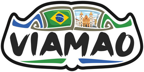 Viamao Brazil Flag Travel Souvenir Sticker Skyline Landmark Logo Badge Stamp Seal Emblem Coat of Arms Vector Illustration SVG EPS