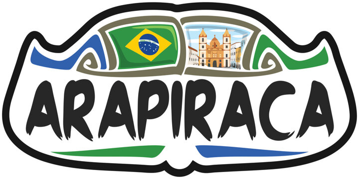 Arapiraca Brazil Flag Travel Souvenir Sticker Skyline Landmark Logo Badge Stamp Seal Emblem Coat of Arms Vector Illustration SVG EPS