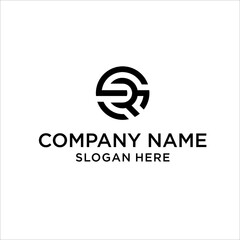 letter S and R monogram circle shape logo black