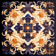 Papier Peint photo Portugal carreaux de céramique traditional azulejo typical artisanal tile in Spain and Portugal