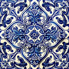 traditional azulejo typical artisanal tile in Spain and Portugal