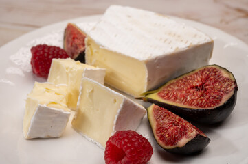 Cheese collection, French brie de Meaux cheese from Seine-et-Marne region with white mold