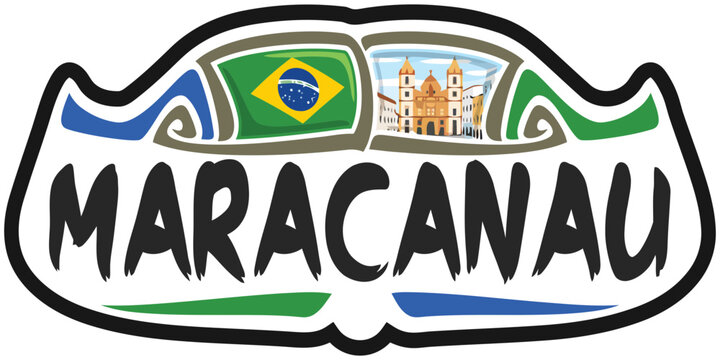 Maracanau Brazil Flag Travel Souvenir Sticker Skyline Landmark Logo Badge Stamp Seal Emblem Coat of Arms Vector Illustration SVG EPS