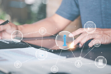 information concept,business information system management ,Document analysis and search,business finance analysis ,data exchange and storage with internet cloud technology,a man working on tablet © chaylek