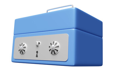 blue safe box isolated. business banking concept, 3d illustration or 3d rendering