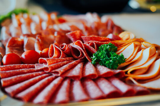Buffet with sliced cold meat