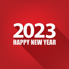 2023 Happy new year creative design background or greeting card with text. Vector 2023 new year numbers isolated on red background