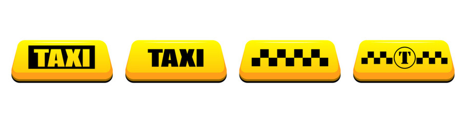 yellow taxi icon set, yellow taxi beacon, taxi identification sign set eps10 © Rick Cranches