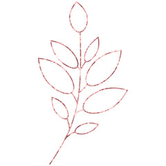 Rose Gold Glitter Hand Drawn Flower Leaves Decorative Element