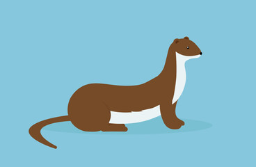 Weasel - side view, cartoon vector illustration