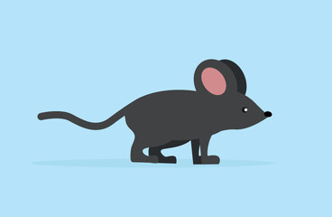 Gray mouse - illustration, vector, cartoon