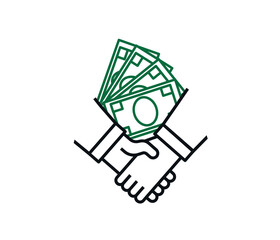business deal on white background. handshake and partnership icon, vector.
