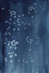 Watercolor dark navy background. Dark blue gradient texture. Beautiful indigo watercolor wash. Hand drawn illustration, perfect for textures and backgrounds.