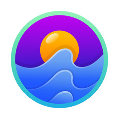 Sea sunset vector logo design inspirations