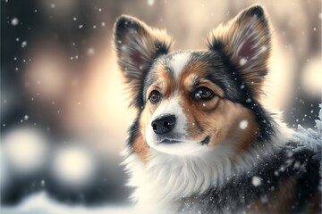 dog in snow
