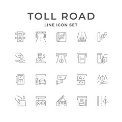 Set line icons of toll road