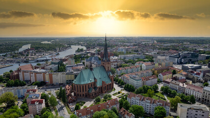 Szczecin - the old town from the bird's eye view.