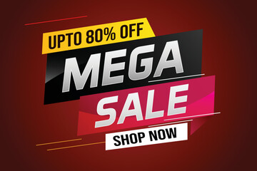 mega sale word concept vector illustration with lines and 3d style, landing page, template, ui, web, mobile app, poster, banner, flyer, background, gift card, coupon, label, wallpaper	
