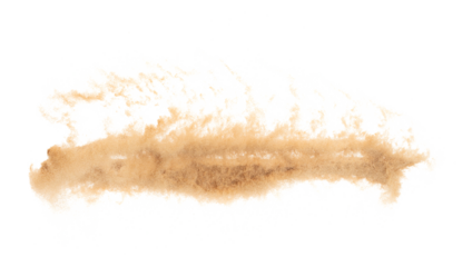 Small size fine Sand flying explosion, Golden grain wave explode. Abstract cloud fly. Yellow colored sand splash silica in Air. White background Isolated high speed shutter, throwing freeze shot