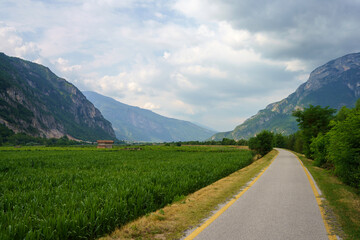 Fototapeta na wymiar Landscape along the Adige cycleway