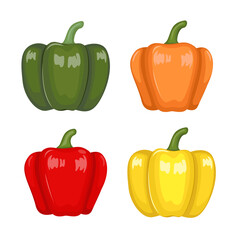 Paprika colorful set cartoon illustration vector