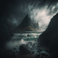 Fototapeta na wymiar storm over the sea background