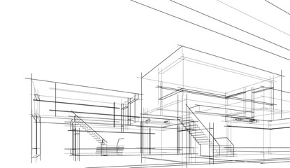 architectural sketch of a house