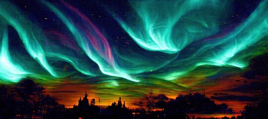Fototapeta na wymiar aurora borealis in the night
