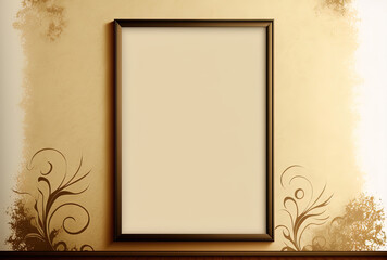 Fototapeta premium wallpaper with a beige backdrop and an oily border. Generative AI