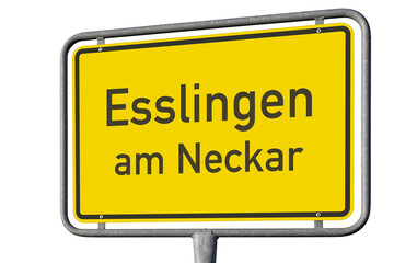 Ortstafel Stadt Esslingen am Neckar, freigestellt als PNG, (Symbolbild) - obrazy, fototapety, plakaty