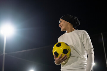 Female soccer player holding ball © Cultura Creative