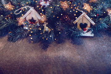 Wooden Vintage Christmas Border